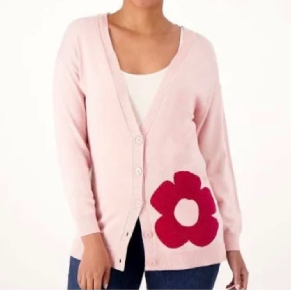 Laurie Felt Los AngelesLight Pink cashmere blend Cardigan sweater size medium